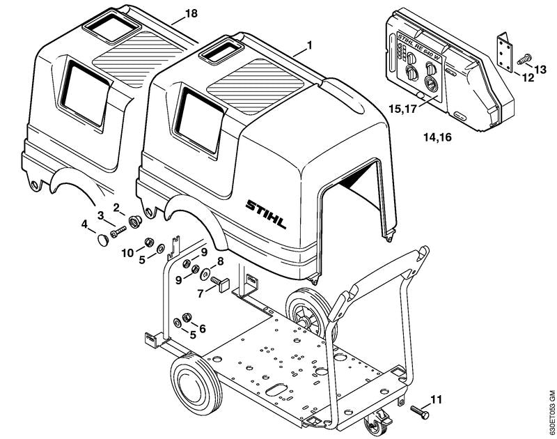 STIHL 4706-700-2101 Abdeckhaube positie 1 technische tekening