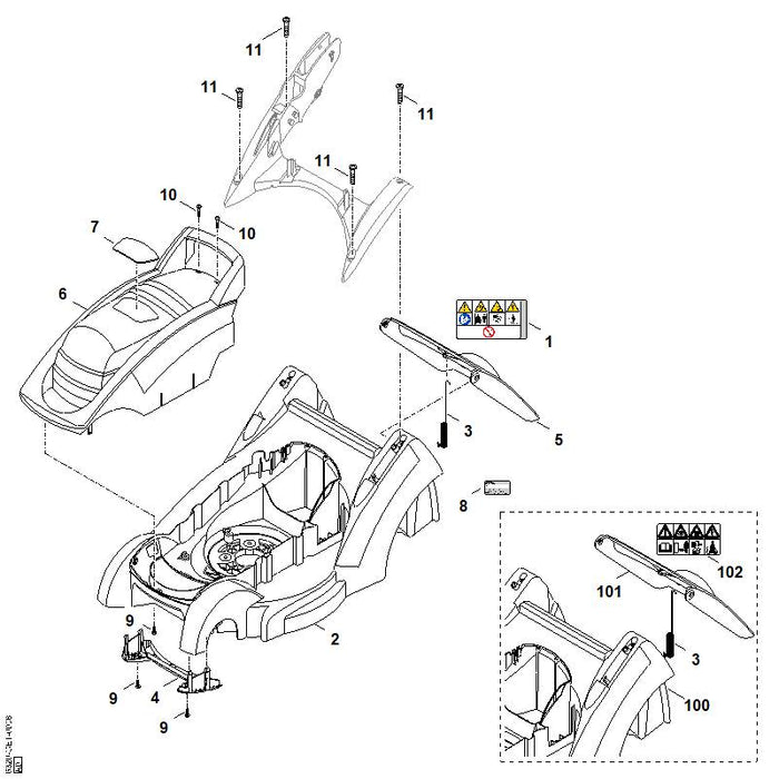 STIHL 9104-007-4270 Schneidschraube P5x16 positie 9 technische tekening