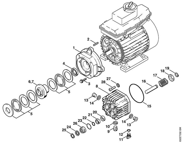 STIHL 9645-945-7783 O-Ring 27x2 NBR positie 23 technische tekening