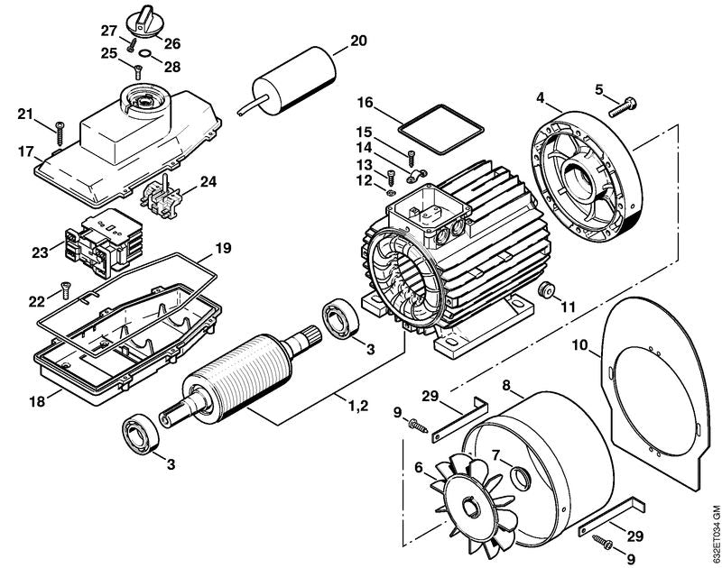 STIHL 4731-600-0202 Elektromotor 400/415 V/50 Hz positie 2 technische tekening