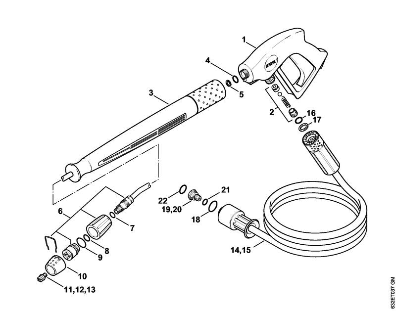 STIHL 4925-500-6302 Düse 1,8/2,6 positie 19 technische tekening