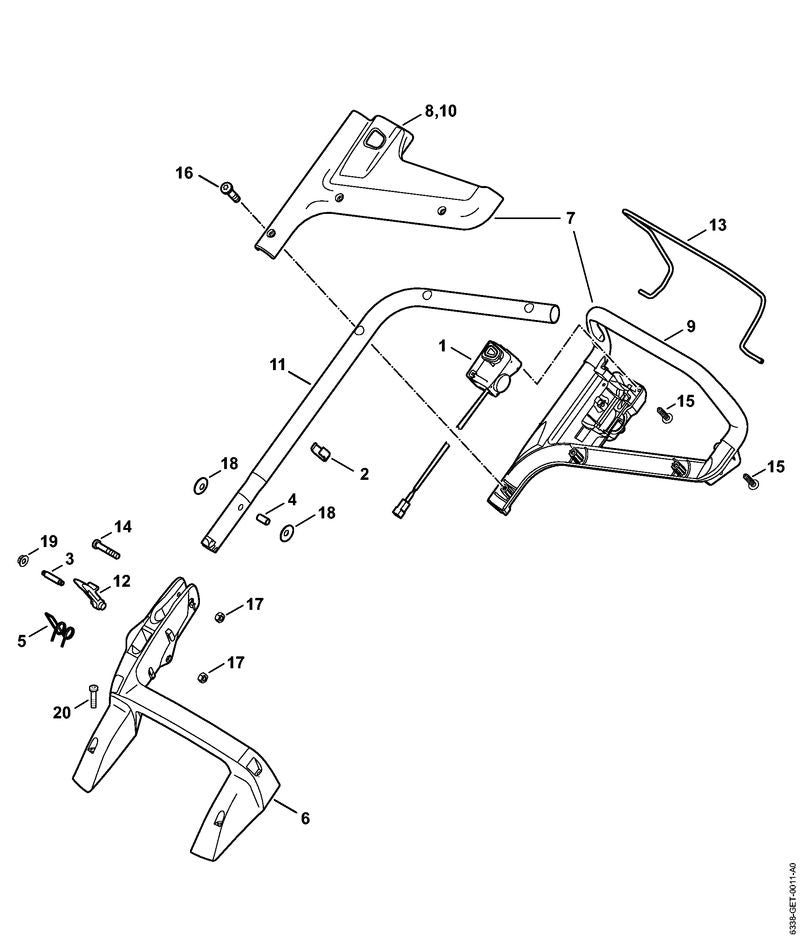 STIHL 6338-430-0500 Schalter positie 1 technische tekening