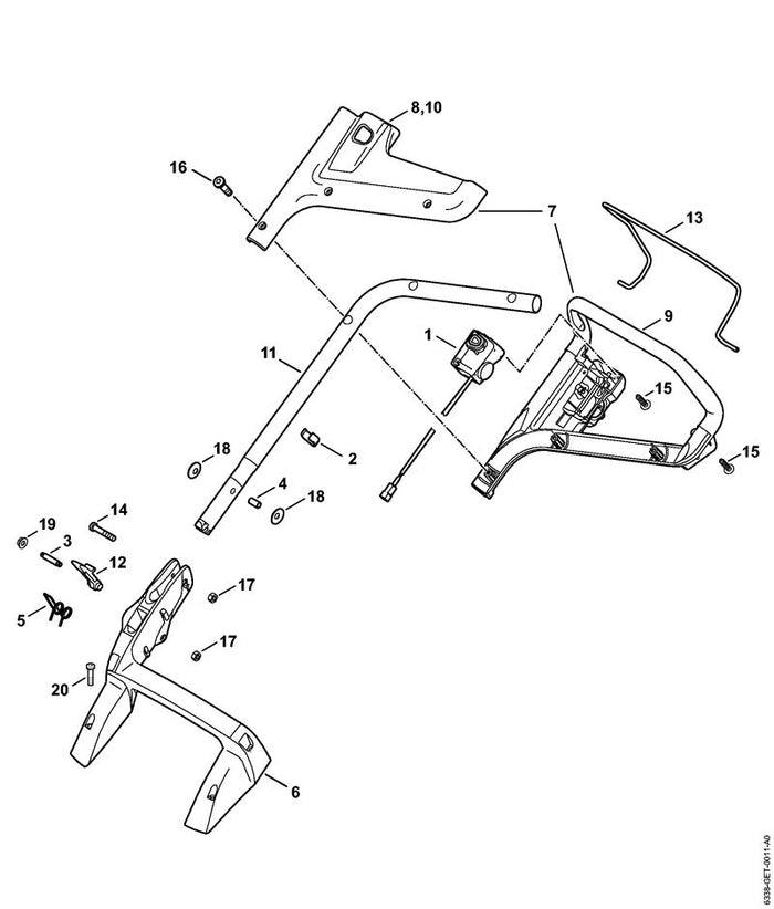 STIHL 6338-430-0500 Schalter positie 1 technische tekening