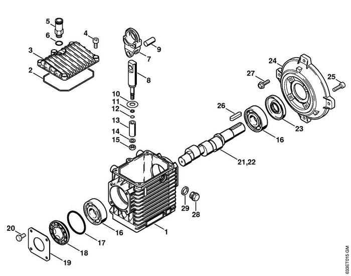 STIHL 9008-319-1250 Sechskantschraube DIN933-M6x10-8.8 positie 20 technische tekening