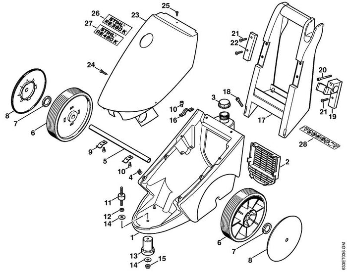 STIHL 9045-319-1460 Zylinderschraube DIN912-M6x65-8.8 positie 20 technische tekening