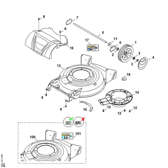 STIHL 6357-706-0706 Abdeckung positie 14 technische tekening