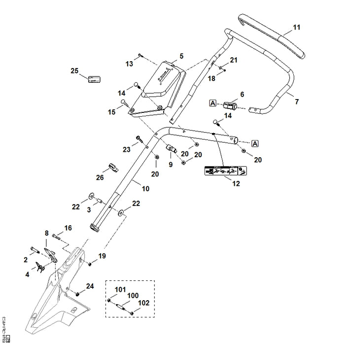 STIHL 6364-967-4405 Aufkleber positie 12 technische tekening
