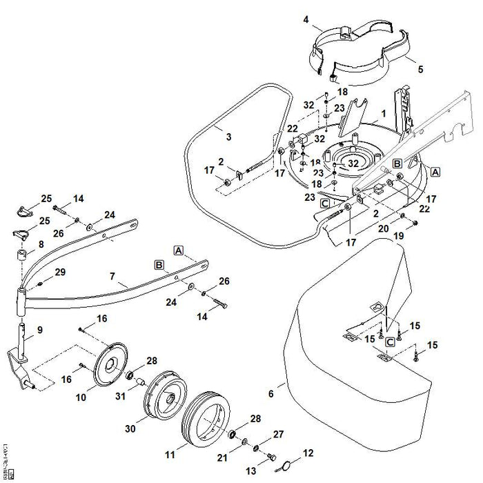 STIHL 6380-780-2106 Radgabel positie 9 technische tekening