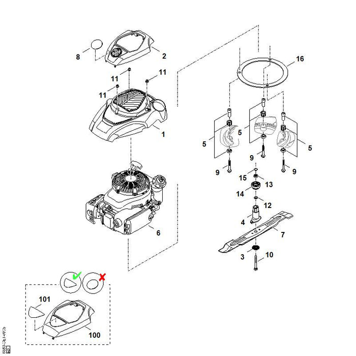 STIHL 6383-967-1515 Typenschild RM 4 RV positie 101 technische tekening