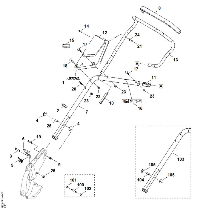 STIHL 6392-951-0800 Sechskantschraube M5x30 positie 14 technische tekening