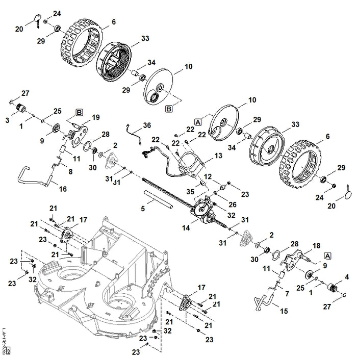 STIHL 6392-780-4900 Schwenkplatte hinten links positie 18 technische tekening
