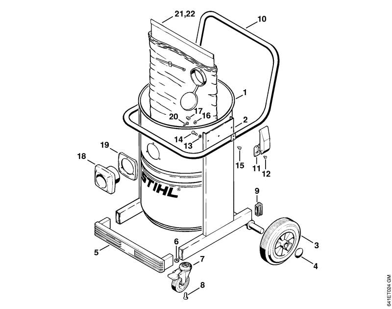 STIHL 4714-790-5900 Lenkrolle positie 7 technische tekening