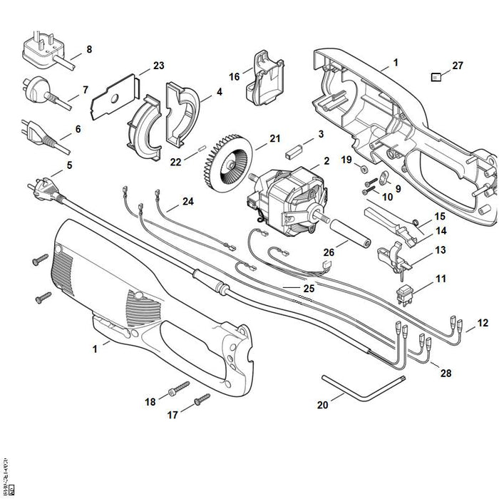 STIHL 6440-007-1000 Satz Kohlebürsten positie 3 technische tekening