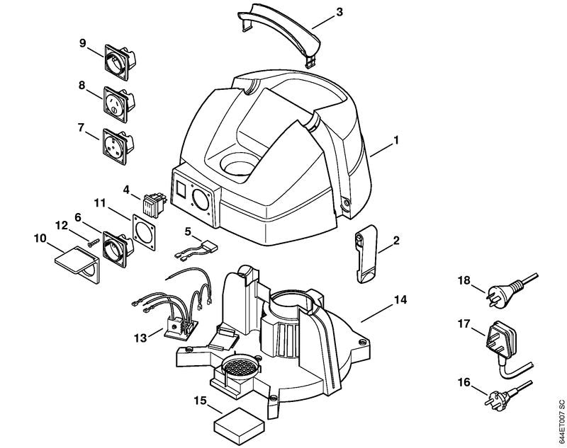 STIHL 4730-703-4100 Handgriff positie 3 technische tekening