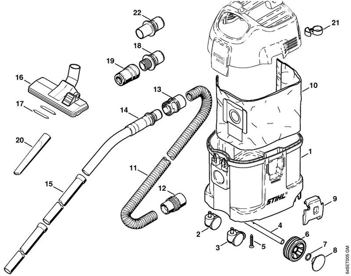 STIHL 9104-003-4296 Schraube P5x35 positie 5 technische tekening
