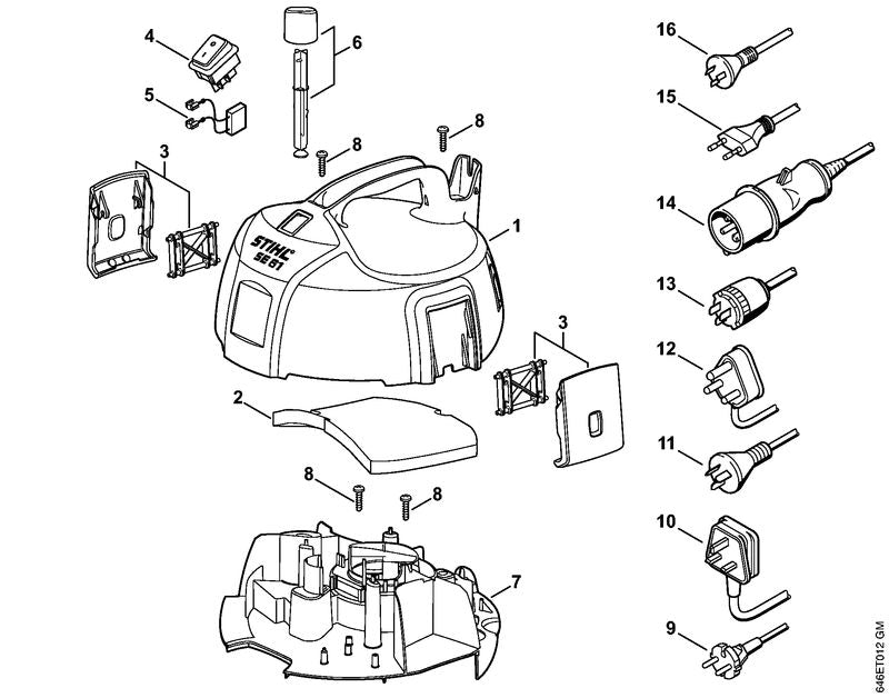 STIHL 4758-430-0500 Schalter positie 4 technische tekening