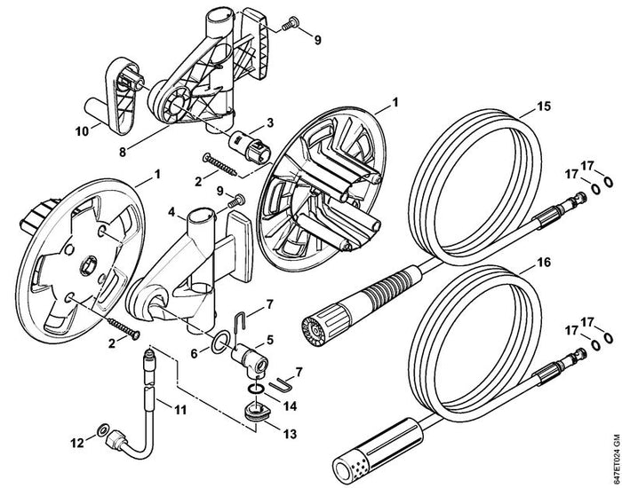 STIHL 4743-793-8000 Kurbel positie 10 technische tekening