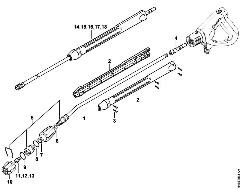 STIHL 4900-502-1039 Düse 25047 positie 13 technische tekening
