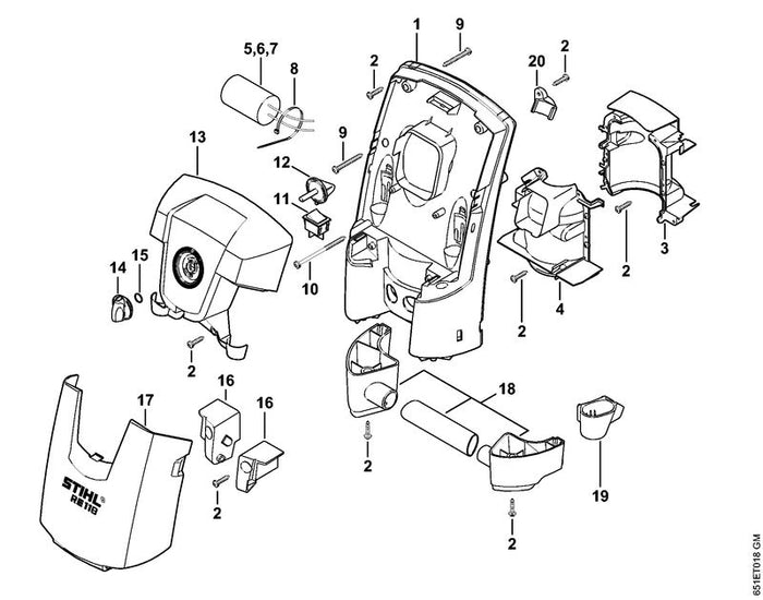 STIHL 9104-003-4301 Schraube IS-P5x65 positie 10 technische tekening