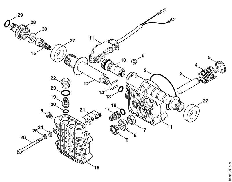 STIHL 4755-700-4000 Pumpengehäuse positie 1 technische tekening