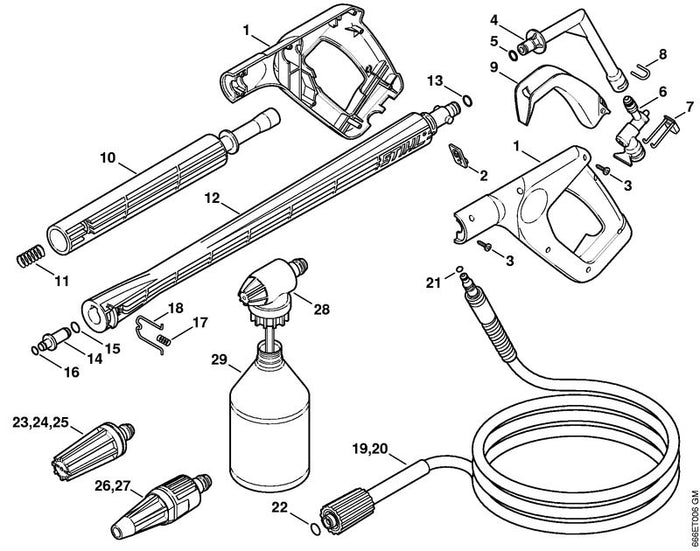 STIHL 9645-948-7501 RDR A 9,3x2,4-NBR90 positie 13 technische tekening