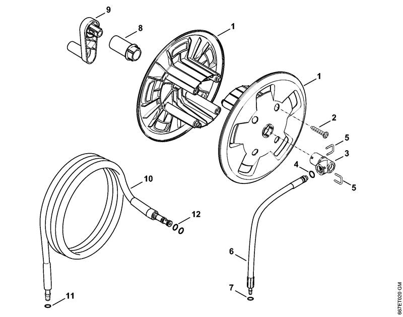 STIHL 4756-670-0800 Hochdruckschlauch DN 6, 590 mm positie 6 technische tekening