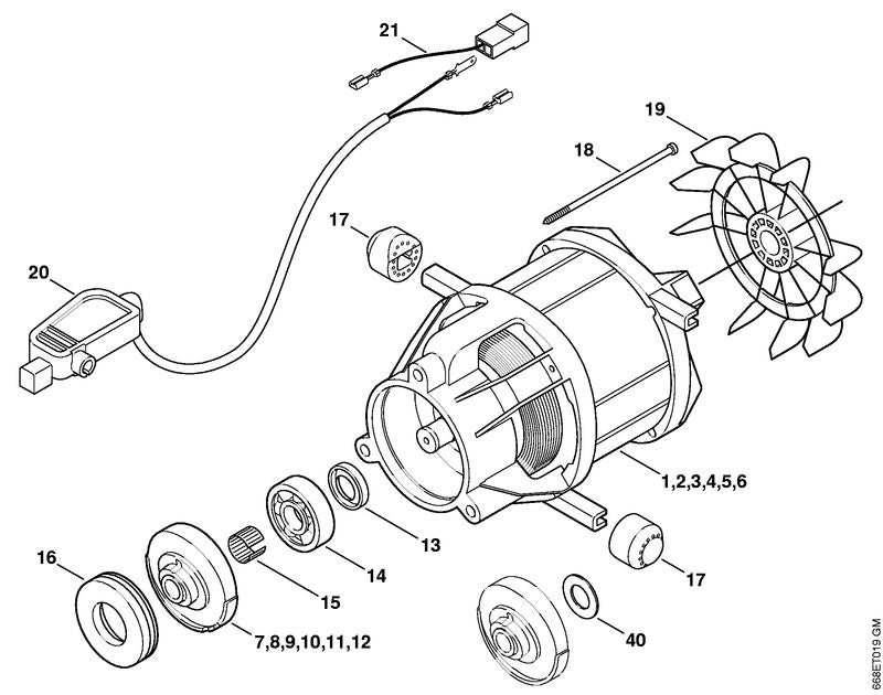 STIHL 4739-760-8700 Taumelscheibe 7,72° positie 11 technische tekening