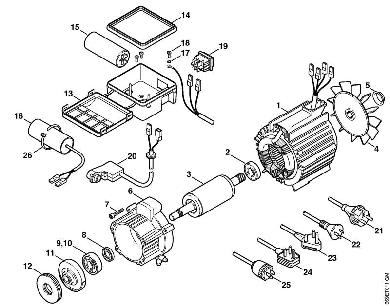 STIHL 4737-430-0500 Schalter positie 20 technische tekening