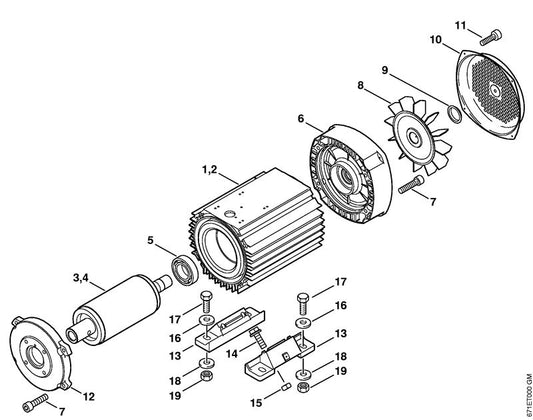 STIHL 4747-600-0202 Elektromotor 400 V/50 Hz positie 1 technische tekening