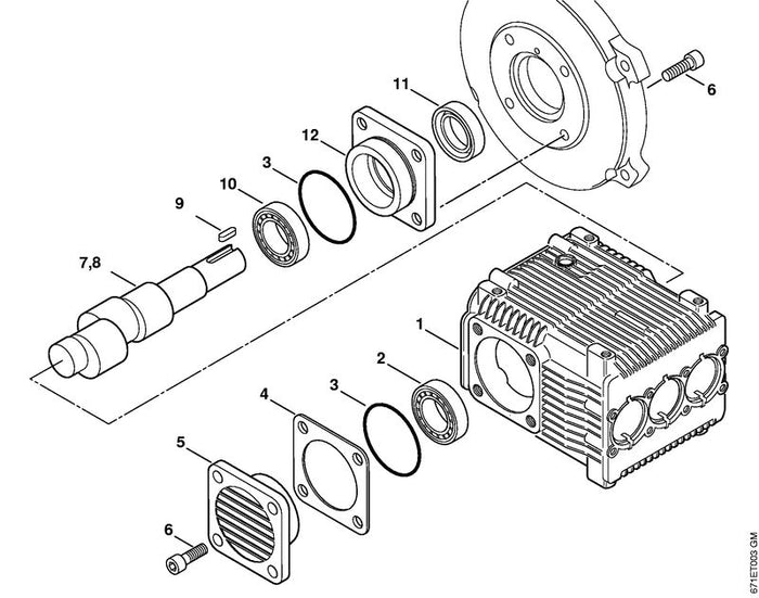 STIHL 9045-319-1780 Zylinderschraube DIN912-M8x16-8.8 positie 6 technische tekening