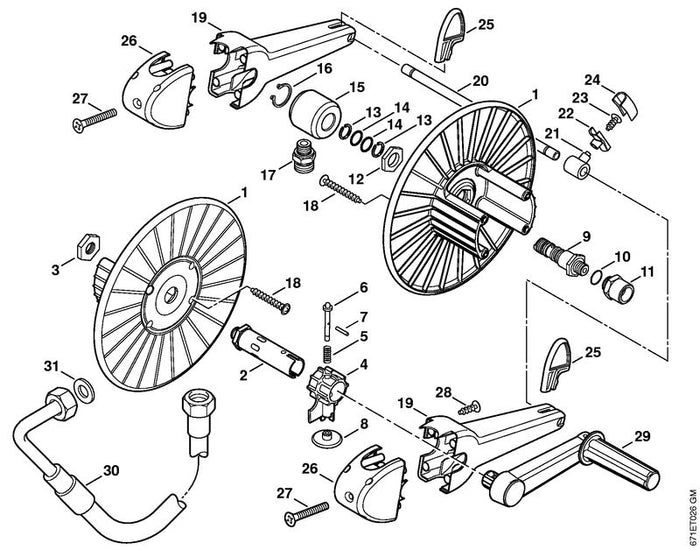 STIHL 9386-620-1690 Spannstift DIN7343-3x14 positie 7 technische tekening