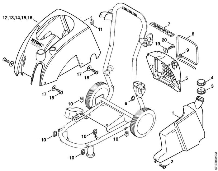 STIHL 9103-022-3760 Blechschraube DIN7981-4,8x13 positie 2 technische tekening