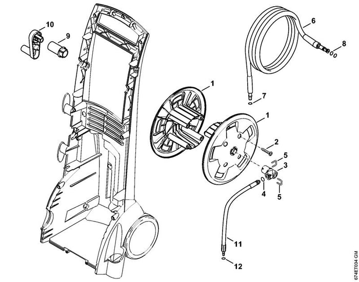 STIHL 4743-670-0800 Hochdruckschlauch DN 6, 800 mm positie 11 technische tekening