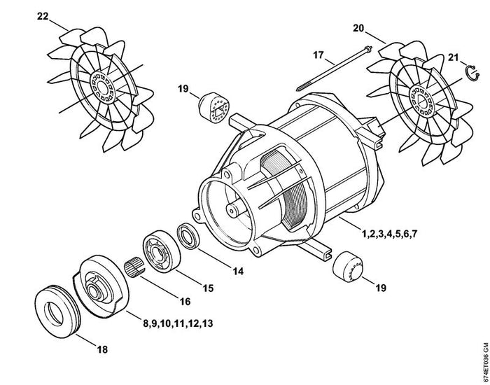 STIHL 4744-760-8700 Taumelscheibe positie 13 technische tekening