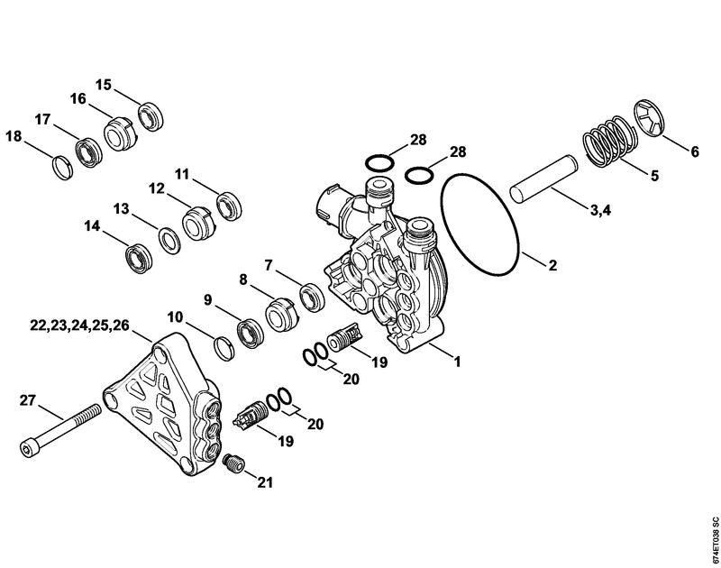 STIHL 4743-700-4650 Ventilblock positie 26 technische tekening