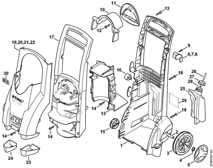 STIHL 4743-791-7500 Abdeckung positie 17 technische tekening