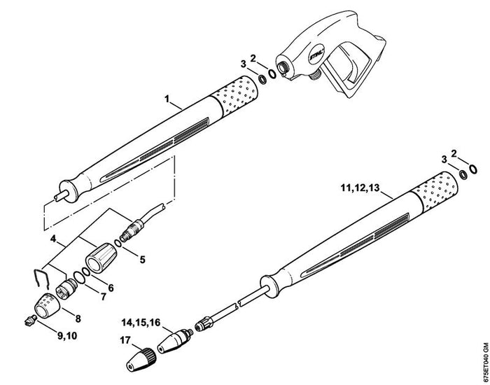 STIHL 9645-945-7530 RDR A 12,37x2,62-NBR70 positie 6 technische tekening