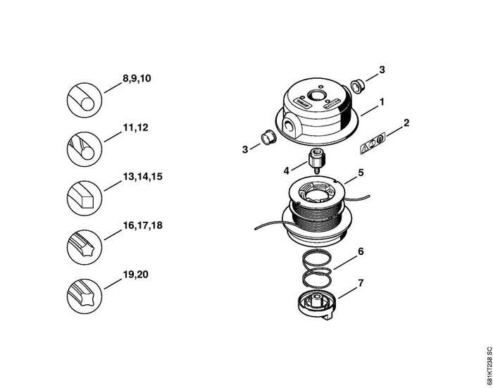 STIHL 4002-713-6502 Bundschraube positie 4 technische tekening