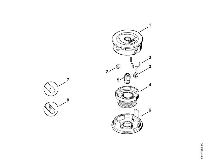 STIHL 4002-713-6804 Bundmutter M10x1 links positie 5 technische tekening