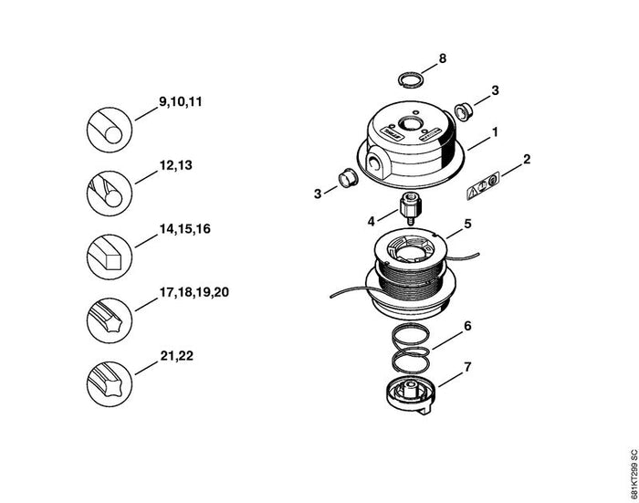 STIHL 4002-713-3016 Spuleneinsatz positie 5 technische tekening