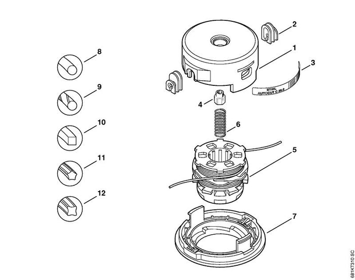 STIHL 0000-997-1501 Schraubenfeder positie 6 technische tekening