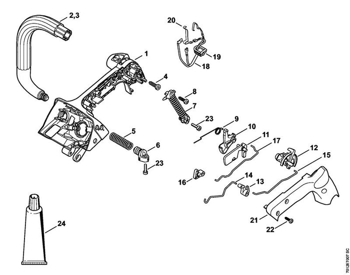 STIHL 1145-185-1902 Startergestänge positie 15 technische tekening