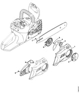STIHL 1251-640-1707 Kettenraddeckel positie 1 technische tekening