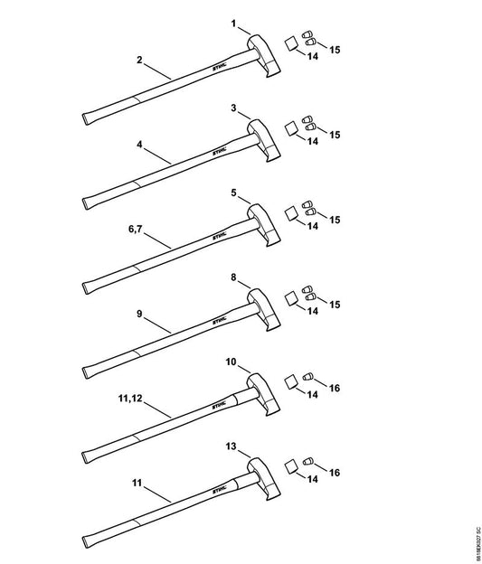 STIHL 0000-881-2180 Holzkeil positie 14 technische tekening