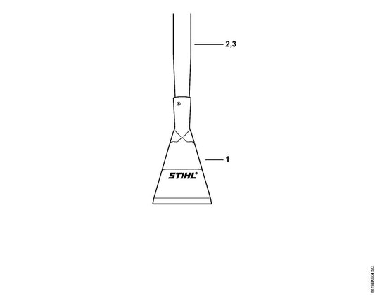 STIHL 0000-881-2107 Stiel Esche, 134 cm positie 2 technische tekening