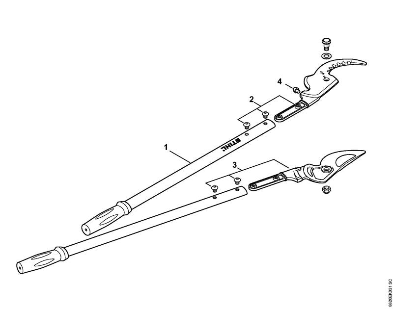STIHL 0000-881-9901 Satz Klinge mit Schrauben positie 3 technische tekening