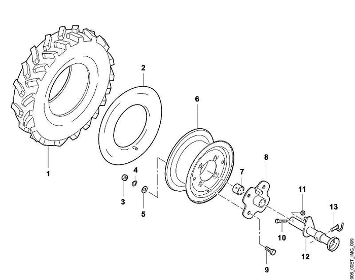 STIHL 6906-740-7400 Achse positie 12 technische tekening