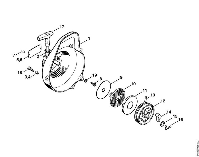 STIHL 1108-195-9000 Scheibe positie 9 technische tekening