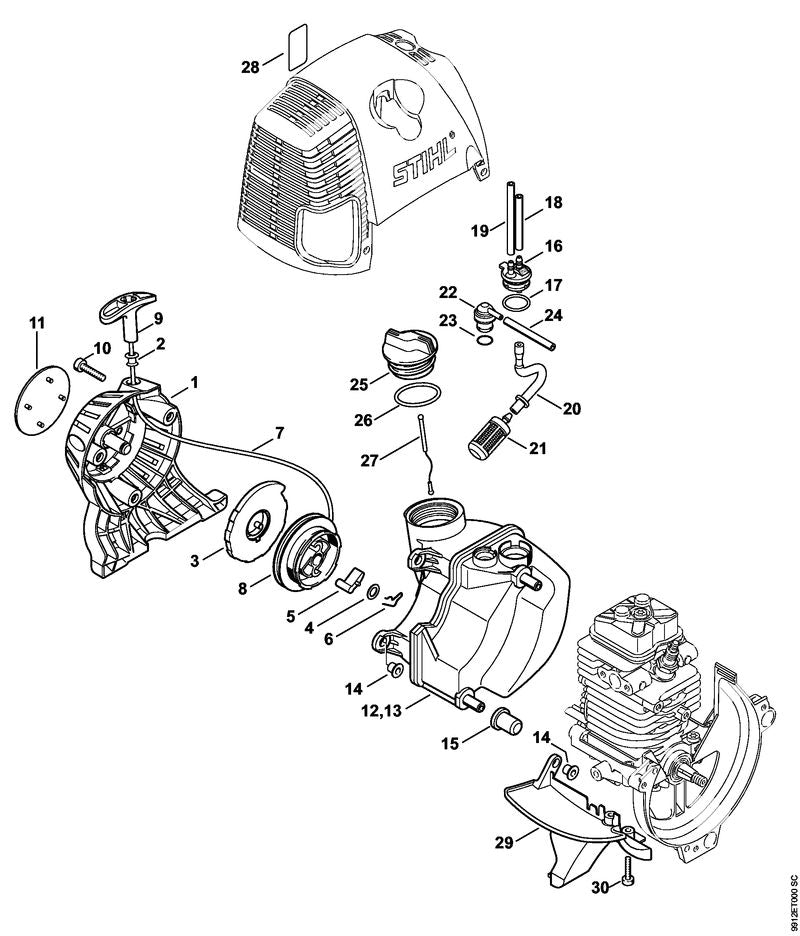 STIHL 4313-967-1504 Typenschild BT 130 positie 11 technische tekening