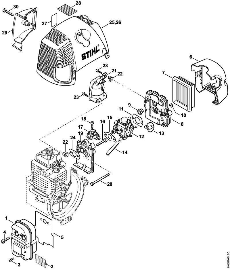 STIHL 4313-080-0900 Luftführungshaube positie 29 technische tekening